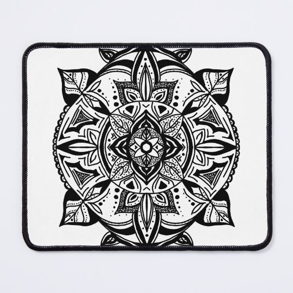 Item preview, pinched teardrop with leaves geometric monochrome mandala | queenoflaura  designed and sold by queenoflaura.