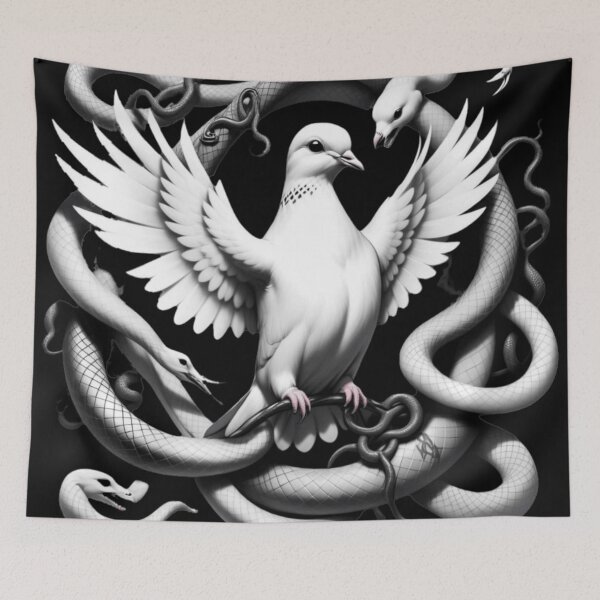 Item preview, Dove in snakes pit black white tattoo designed and sold by Kulpi6147.