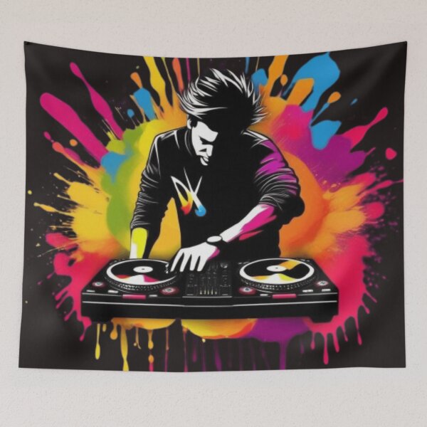 Item preview, DJ logo design with colorful paint. designed and sold by Kulpi6147.