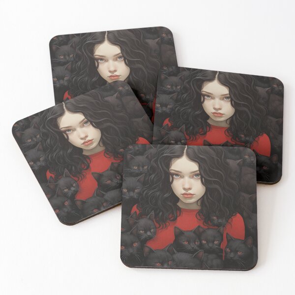 Item preview, A Girl Surrounded by Playful Cats designed and sold by marrychou.