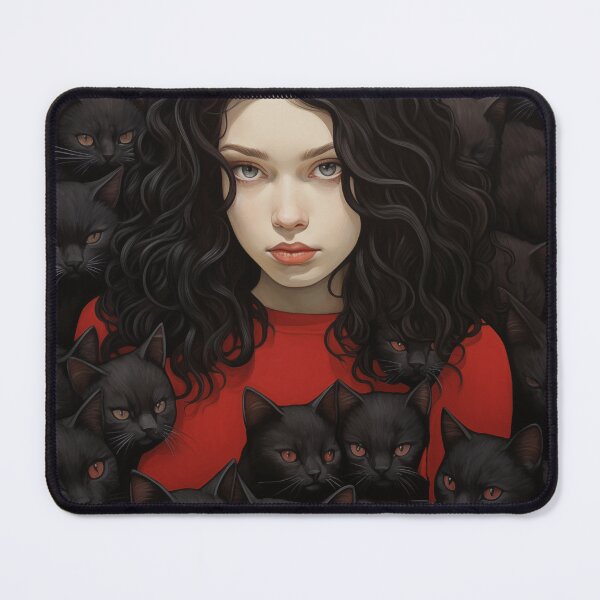 Item preview, A Girl Surrounded by Playful Cats designed and sold by marrychou.