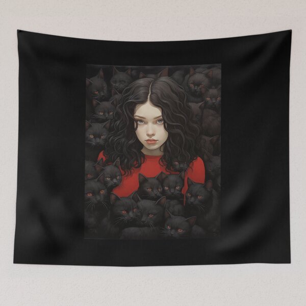 Item preview, A Girl Surrounded by Playful Cats designed and sold by marrychou.