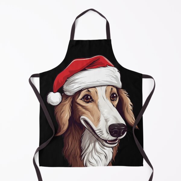 Item preview, A Festive Borzoi wearing a red Santa hat designed and sold by Nicholson Street Creative.