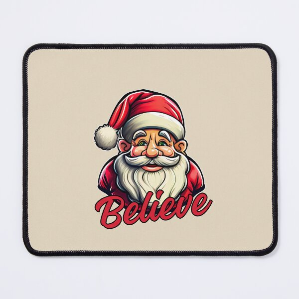 Item preview, Chuckling Santa has  says Believe  on a  beige background -Christmas Theme designed and sold by mndesignworx.