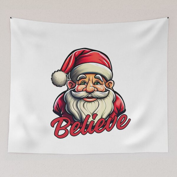 Item preview, Chuckling Santa has  says Believe  on a  white background -Christmas Theme designed and sold by mndesignworx.