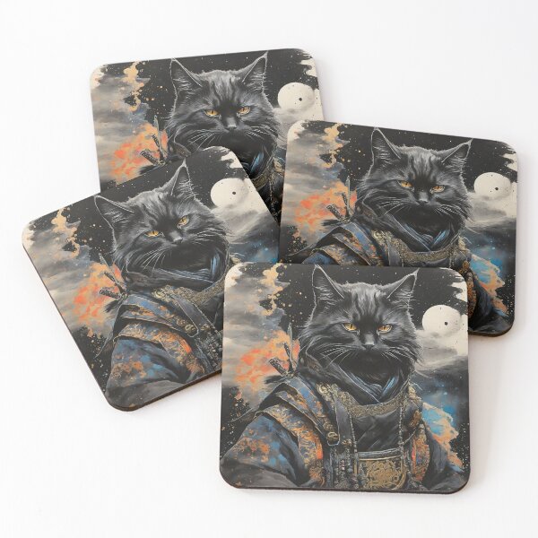 Item preview, Mysterious  Black Cat, Warrior Cat , Cat Samurai designed and sold by MattCollinsShop.