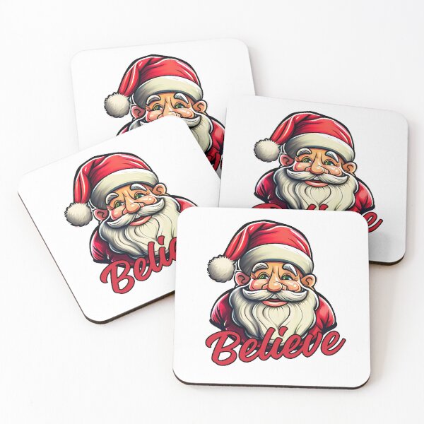 Item preview, Chuckling Santa has  says Believe  on a  white background -Christmas Theme designed and sold by mndesignworx.