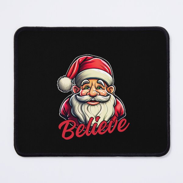 Item preview, Chuckling Santa has  says Believe  on a  black background -Christmas Theme designed and sold by mndesignworx.