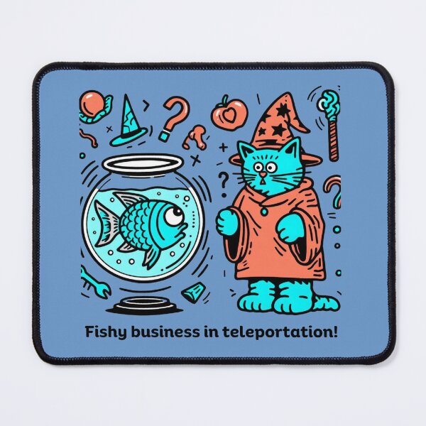 Item preview, Fishy Cat Wizard Teleportation Troubles designed and sold by sharon1210.