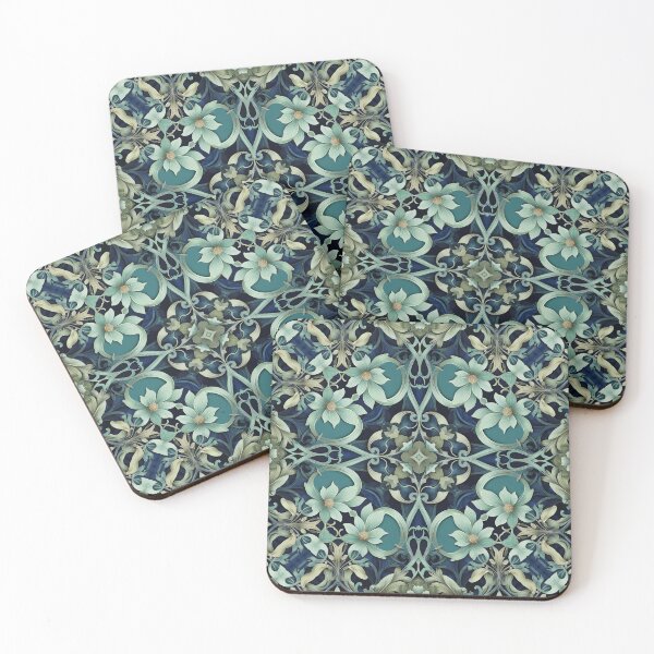 Item preview, Art Nouveau Style Floral Seamless Pattern Blue designed and sold by Petalandfur.