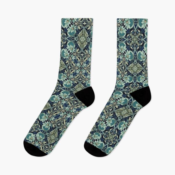 Item preview, Art Nouveau Style Floral Seamless Pattern Blue designed and sold by Petalandfur.
