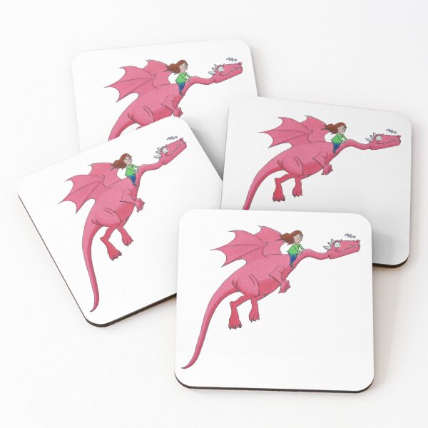 Item preview, Girl Flying Long Neck Pink Dragon designed and sold by SnazzyDragonArt.