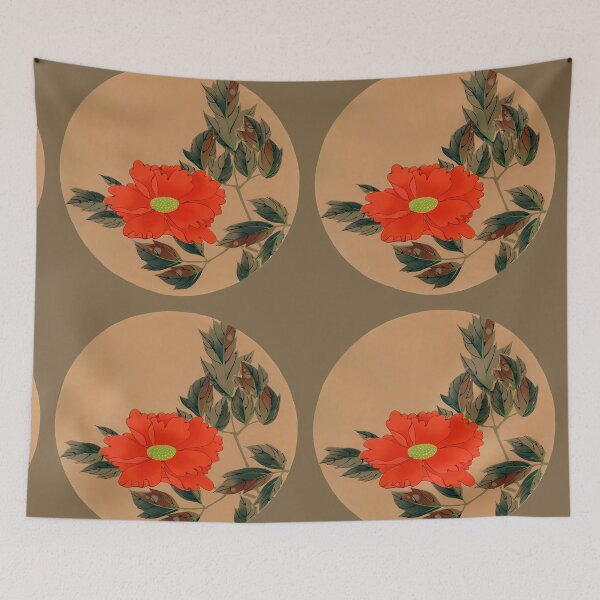 Item preview, Red Peony in circle enhanced edition cutout, by Ito Jakuchu designed and sold by EmeraldeaArt.