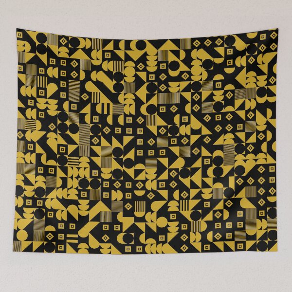 Item preview, Minimalist square geometric pattern, yellow and black designed and sold by dondunu.