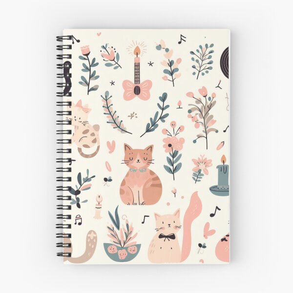 Item preview, Cats and plants and music pastel color pattern designed and sold by Booksshack.