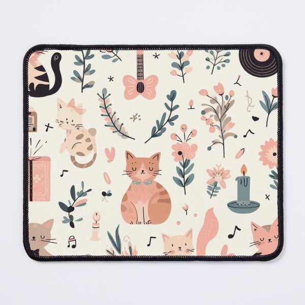 Artikelvorschau, Katzen und Pflanzen und Musik in Pastellfarben entworfen und verkauft von Booksshack.