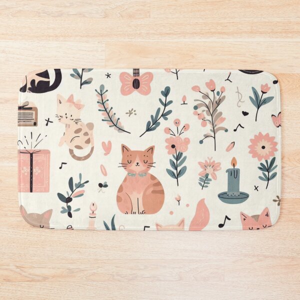 Item preview, Cats and plants and music pastel color pattern designed and sold by Booksshack.