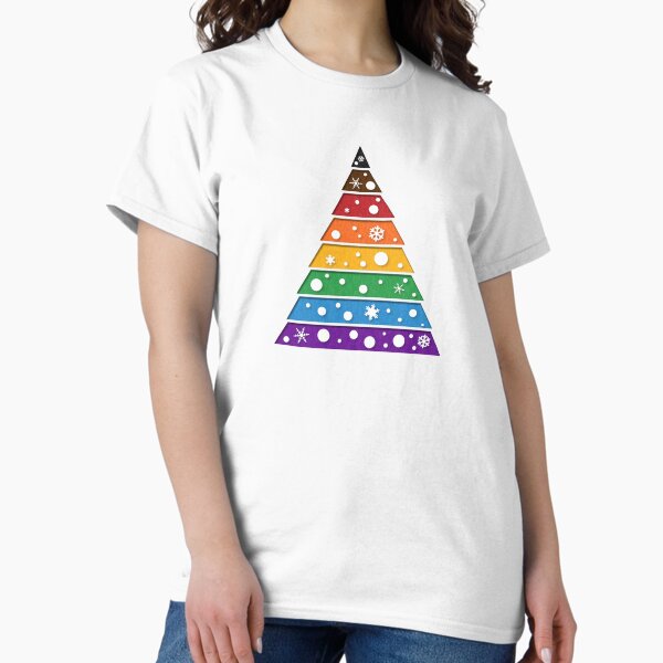 Minimalist Christmas Tree in Inclusive LGBTQ Rainbow Pride Flag Colors Classic T-Shirt