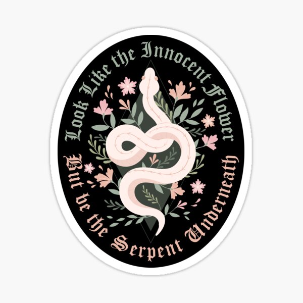 Artikel-Vorschau von Schlangen- und Blumendesign, Zitat aus Lady Macbeth von William Shakespeare, designt und verkauft von Proverbial Wisdom Design.