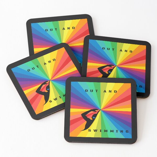Artikelvorschau, LGBTQ-Schwimmen. LGBTQ-Schwimmsport-Slogan, Rausgehen und Schwimmen, entworfen und verkauft von PrideBeProud.