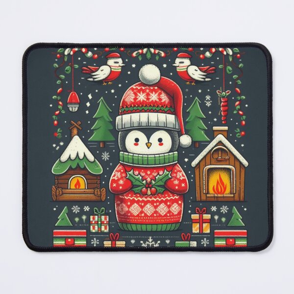 Item preview, Penguin Santa Christmas holly pattern designed and sold by Booksshack.