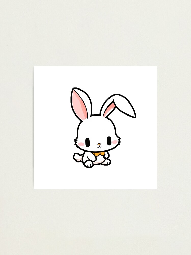 Cute Adorable White Little Bunny, Rabbit 2d Cartoon