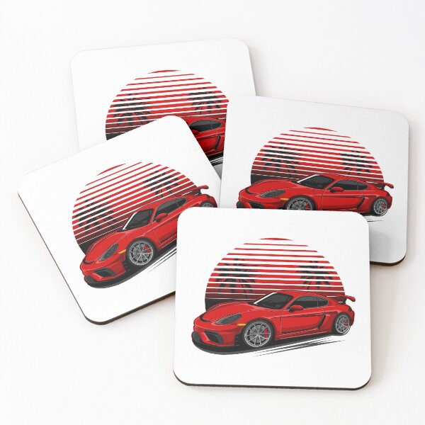 Item preview, Red Porsche 718 Cayman GT4 3D View With Background designed and sold by vektoranda.