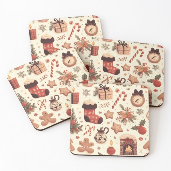 Item preview, cosy christmas vintage brown pattern designed and sold by Booksshack.