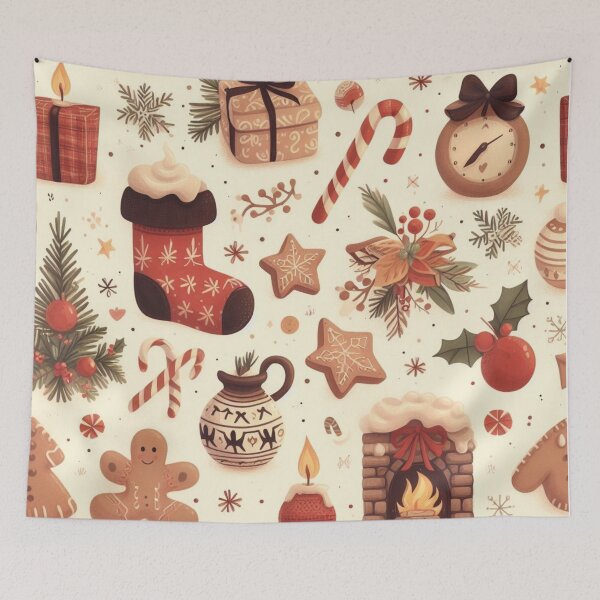 Item preview, cosy christmas vintage brown pattern designed and sold by Booksshack.
