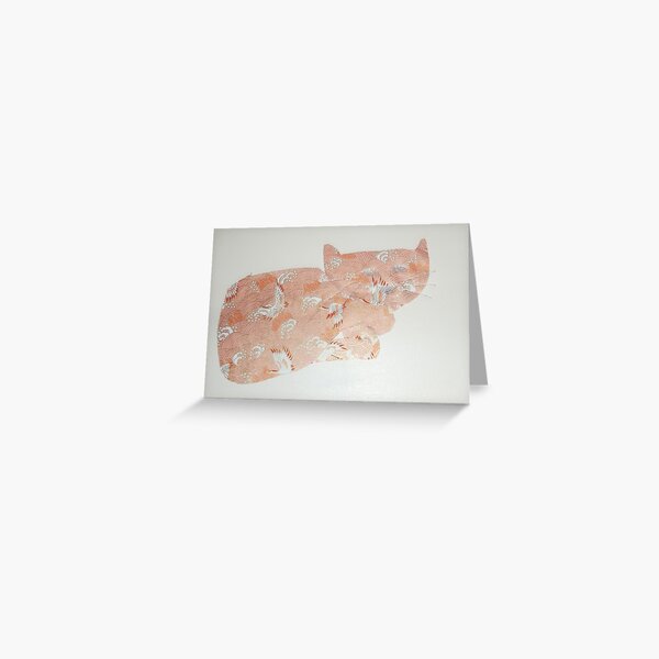 Cat curled up but awake Greeting Card