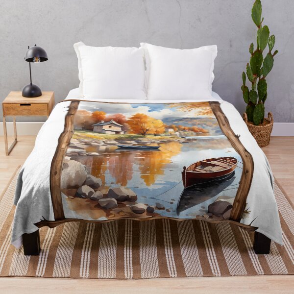 Item preview, Drifting Boats in Autumn: Digital Art that Captures the Essence of River Travel designed and sold by Artedig.