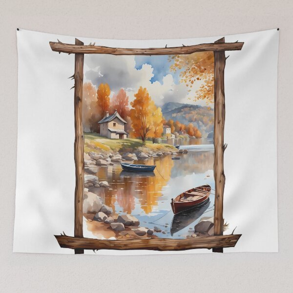 Item preview, Drifting Boats in Autumn: Digital Art that Captures the Essence of River Travel designed and sold by Artedig.