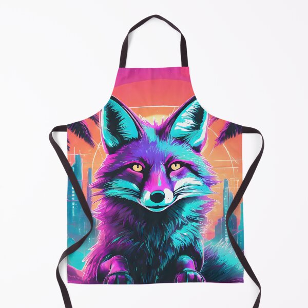 Item preview, Synth-wave Fox portrait art with Neon retro sunset designed and sold by emaotx.