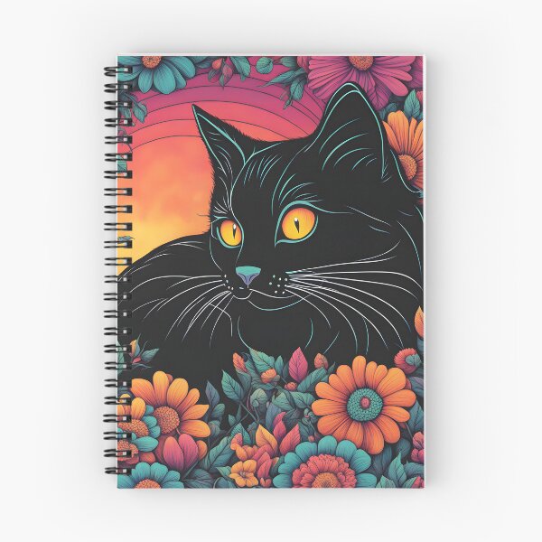 Item preview, Black Cat Floral Aesthetic Colorful flowers designed and sold by Catophile.