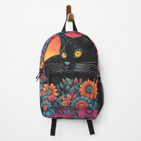 Item preview, Black Cat Floral Aesthetic Colorful flowers designed and sold by Catophile.