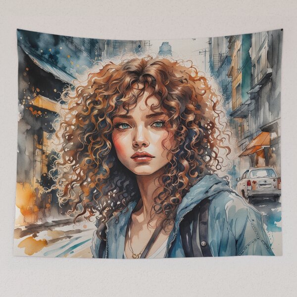 Item preview, Ethereal Curls: A Watercolor Ode to Youthful Beauty designed and sold by AIartistIT.