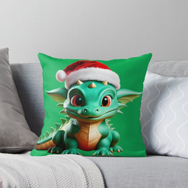 Item preview, cute funny green little dragon in santa claus hat designed and sold by Niktarka.