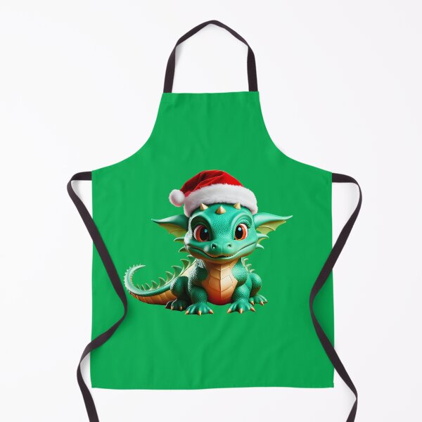 Item preview, cute funny green little dragon in santa claus hat designed and sold by Niktarka.