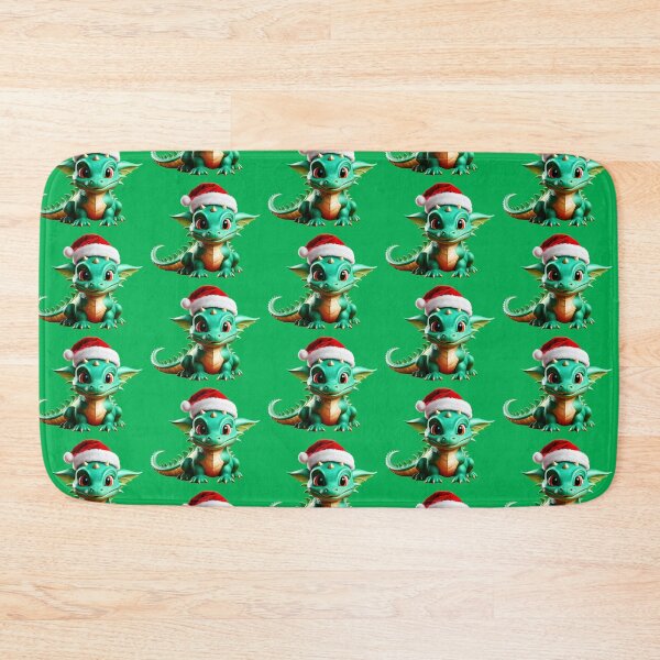 Item preview, cute funny green little dragon in santa claus hat designed and sold by Niktarka.
