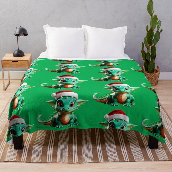 Item preview, cute funny green little dragon in santa claus hat designed and sold by Niktarka.