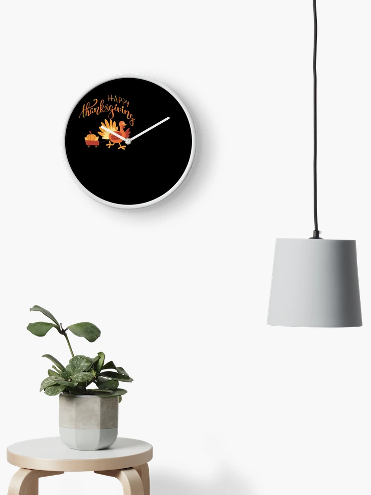Thumbnail 2 of 4, Clock, Happy Thanksgiving designed and sold by Designfs.