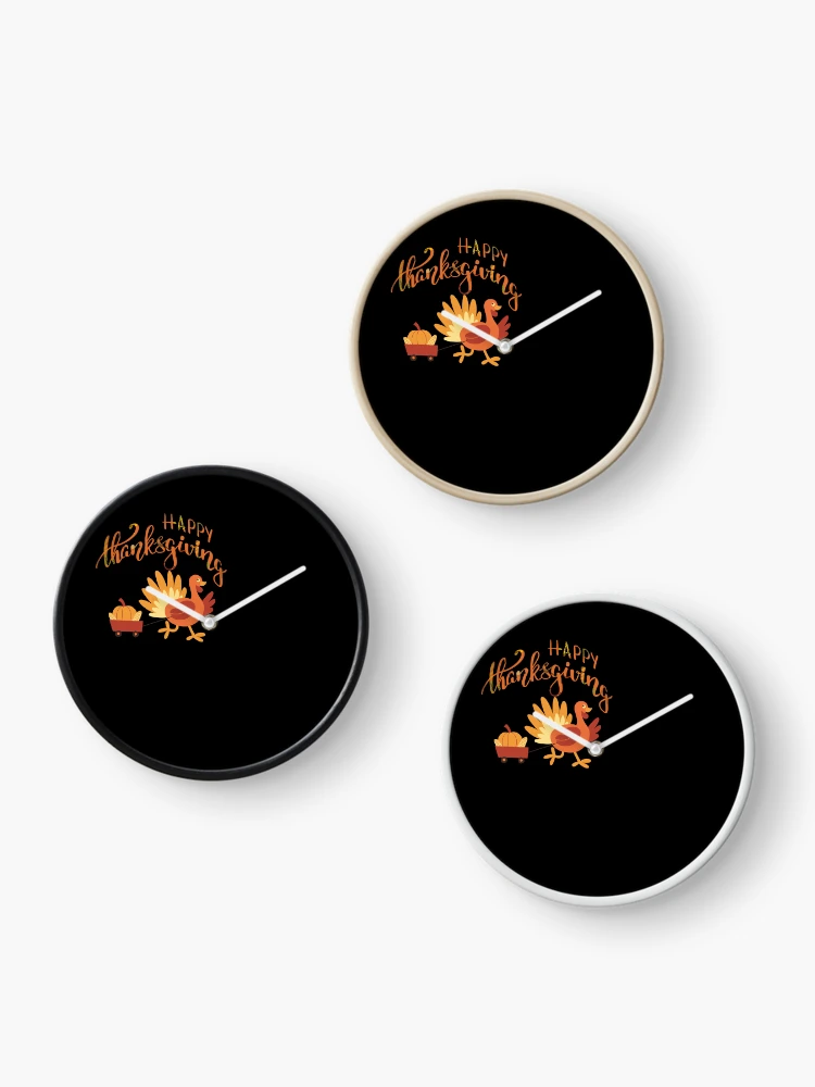 Thumbnail 3 of 4, Clock, Happy Thanksgiving designed and sold by Designfs.