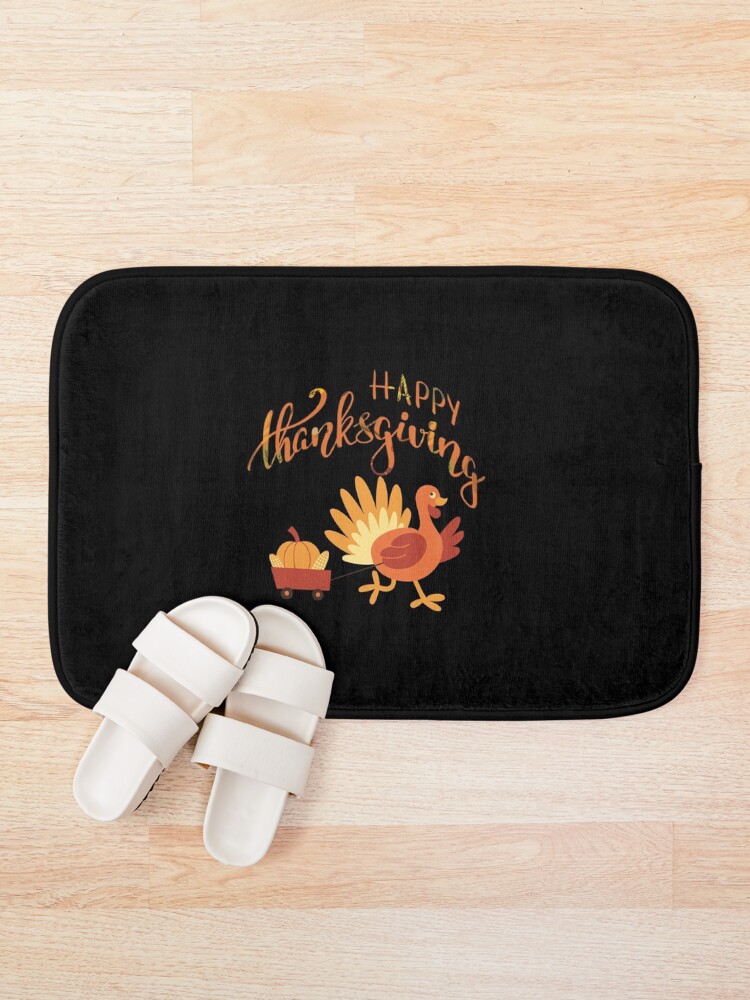 Thumbnail 1 of 6, Bath Mat, Happy Thanksgiving designed and sold by Designfs.
