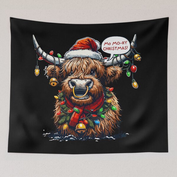 Item preview, Christmas Highland Cow Design: Festive and Artistic Holiday Creation designed and sold by Jurady.
