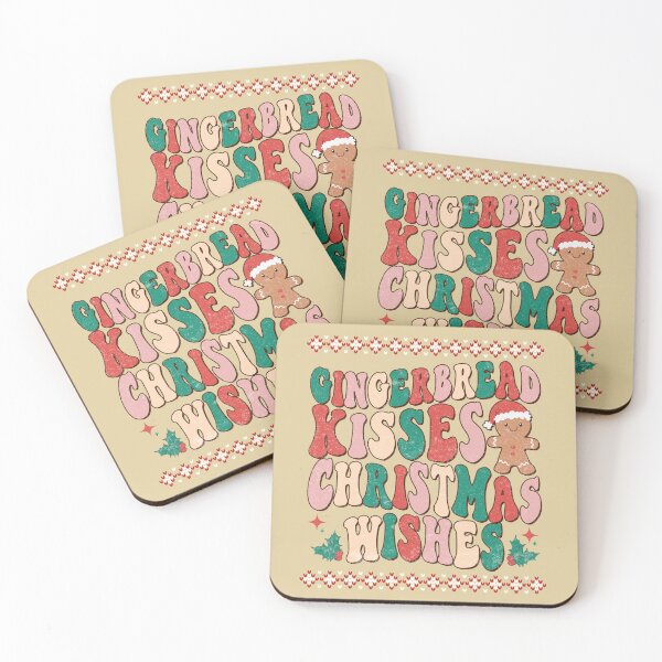 Item preview, Gingerbread Kisses Christmas Wishes Groovy Vintage Christmas Design designed and sold by Jollys-ArtShop.