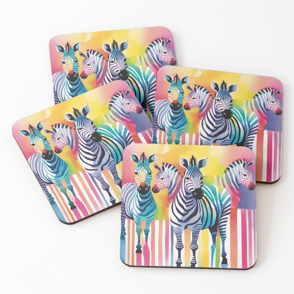 Item preview, Colourfully striped zebras. designed and sold by Liz Loasby.