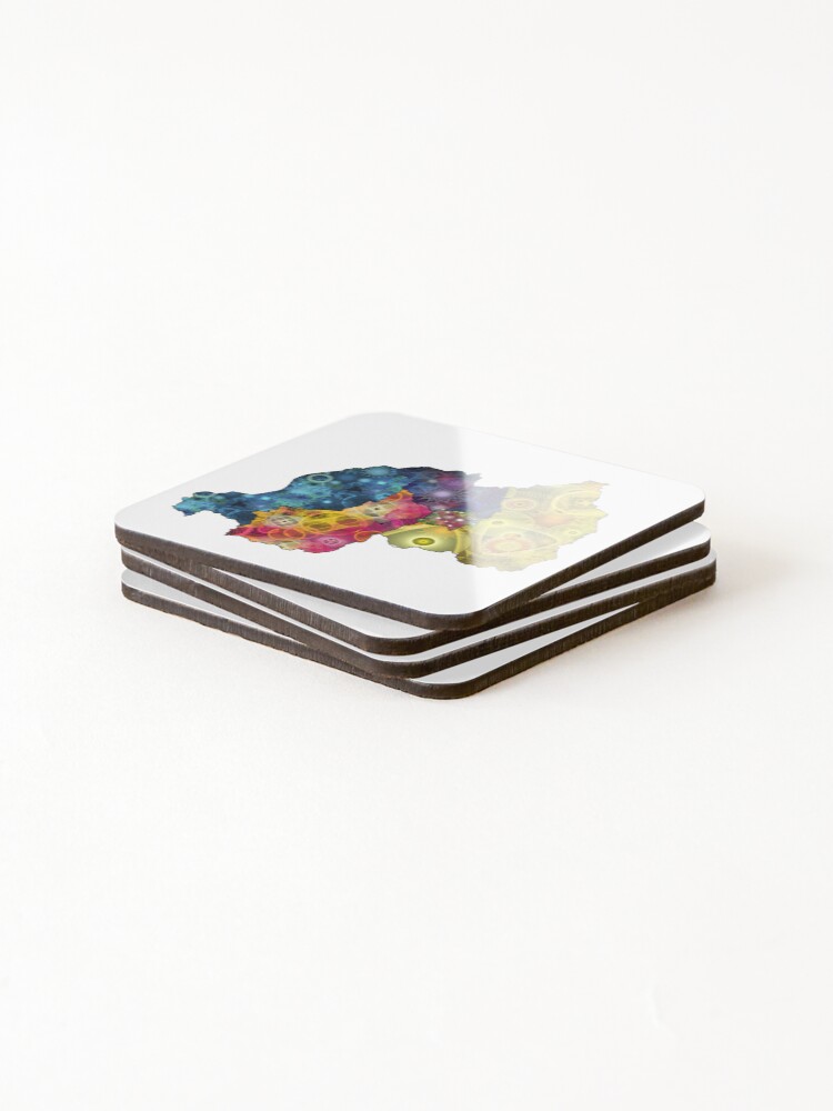 Thumbnail 4 of 5, Coasters (Set of 4), Spirograph Patterned Rwanda Provinces Map designed and sold by RachelEDesigns.