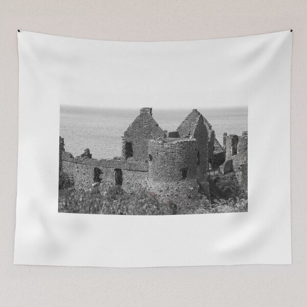 Item preview, Dunluce Castle Northern Ireland bw designed and sold by eddiebarronshop.