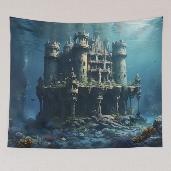Item preview, Fantasy Underwater Castle of the Lost Sea - 2 designed and sold by nyathiwa.