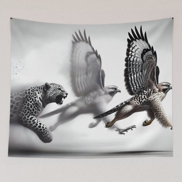 Item preview, Metamorphosis from running leopard to flying hawk designed and sold by AI-Only Creations.